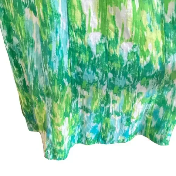 Vintage Choices 100% Linen Sleeveless Green and Blue Maxi Dress small - Picture 15 of 15